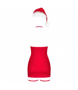 Costume de Noël sensuel rouge avec jarretières et tour de cou Kissmas  XXL - Obsessive