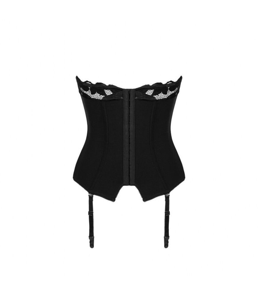 Ensemble élégant corset à bretelles jarretelles noir XS/S - Obsessive