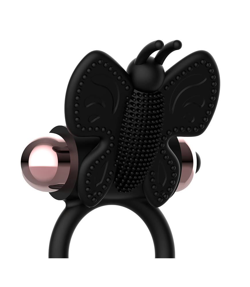 Cockring vibrant noir à pile en silicone - Coquette Toys