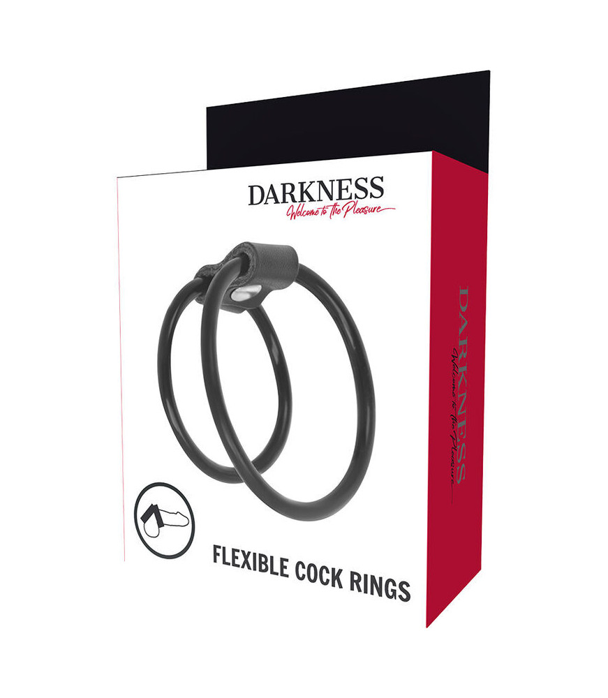 Double anneaux péniens noir - Darkness Bondage