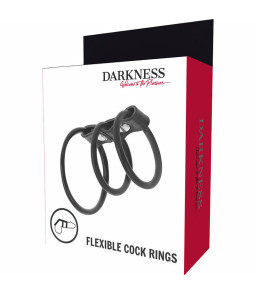 Triple anneaux péniens noir - Darkness Bondage
