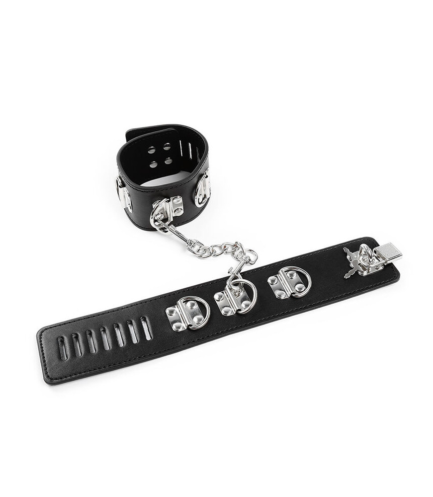Menottes pour bdsm noires avec bracelet en métal - Ohmama Fetish