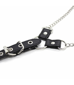Pinces à tétons  métalliques bdsm avec bracelet en cuir et anneau - Ohmama Fetish