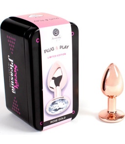 Plug Anal- Plug métallique or rose 7 cm- Secret Play