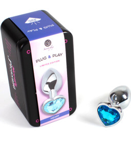 Plug anal-Plug métallique coeur bleu 7cm- Secret Play