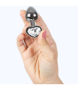 Plug anal métallique cœur cristal transparent 7 cm- SecretPlay