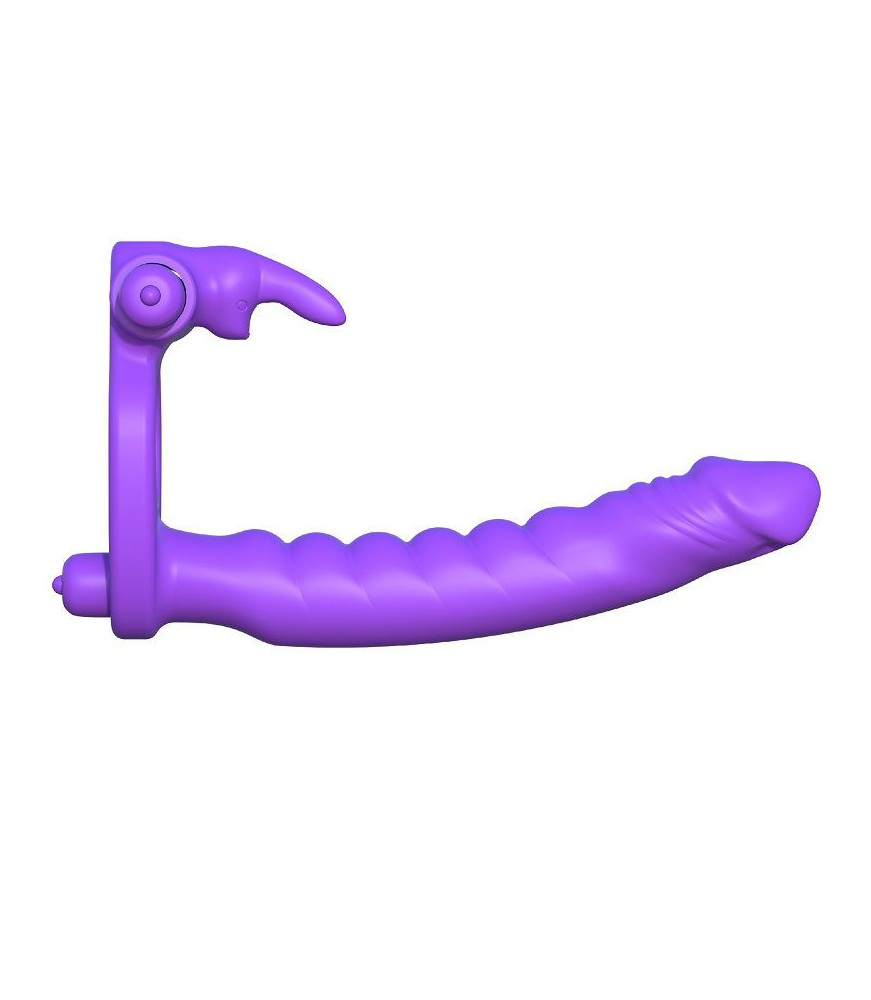Cockring vibrant violet + double Penetrator - Fantasy C-Ringz