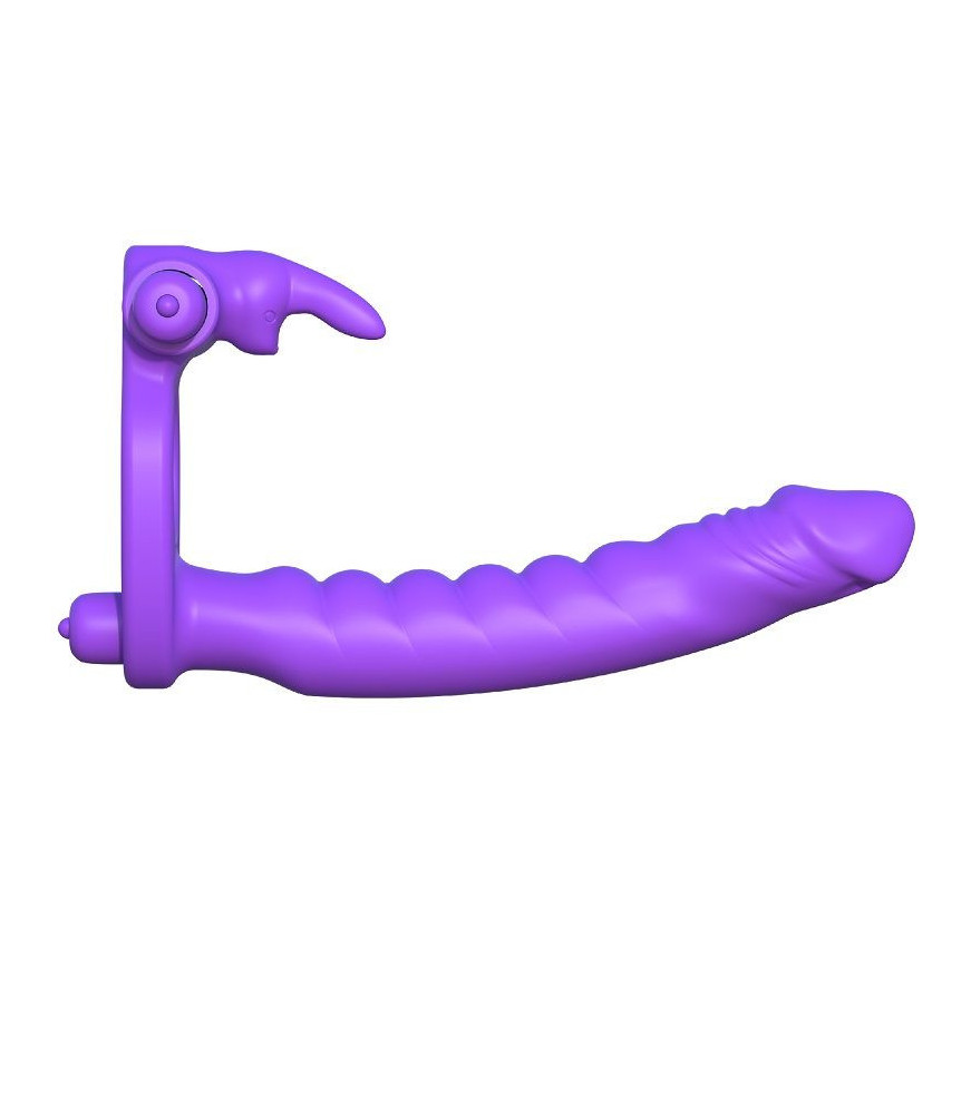 Cockring vibrant violet + double Penetrator - Fantasy C-Ringz