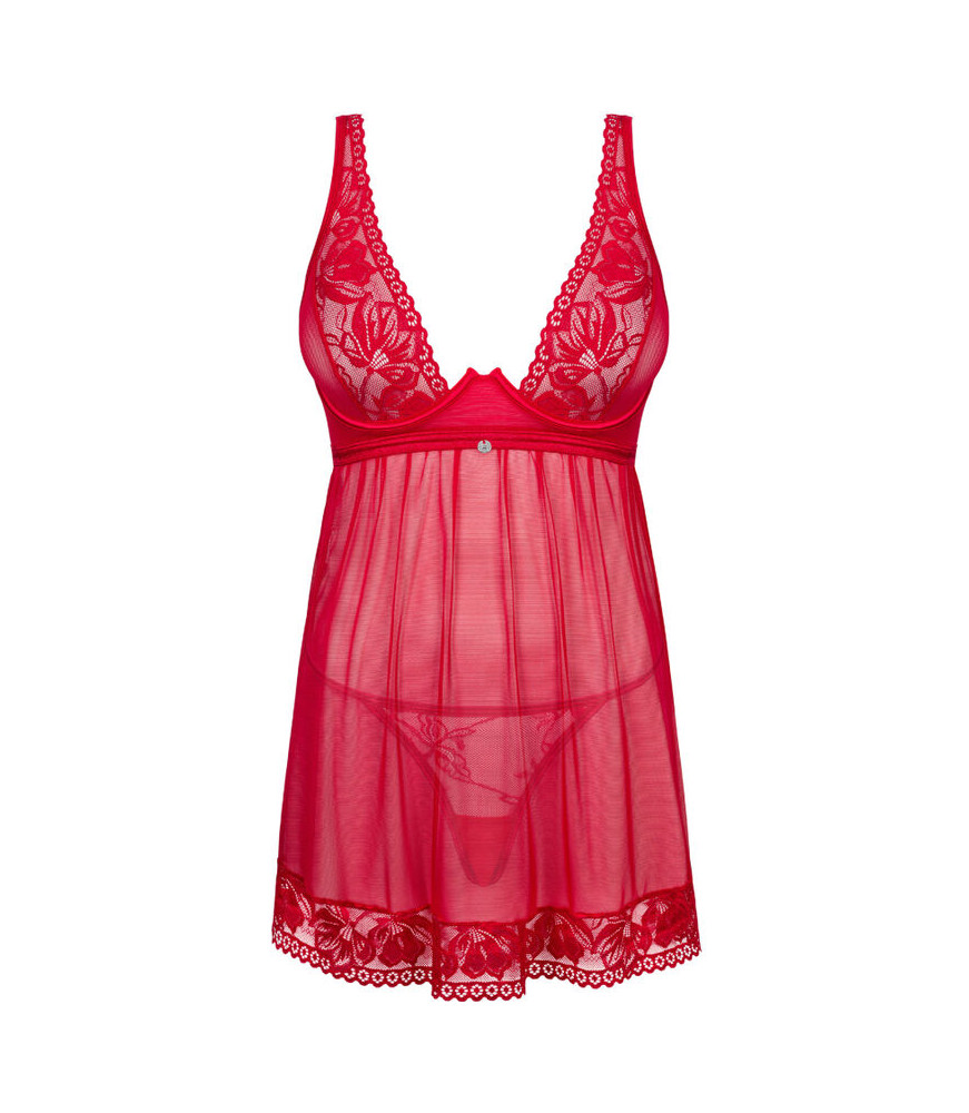 OBSESSIVE - LACELOVE BABYDOLL  STRING ROUGE XS/S