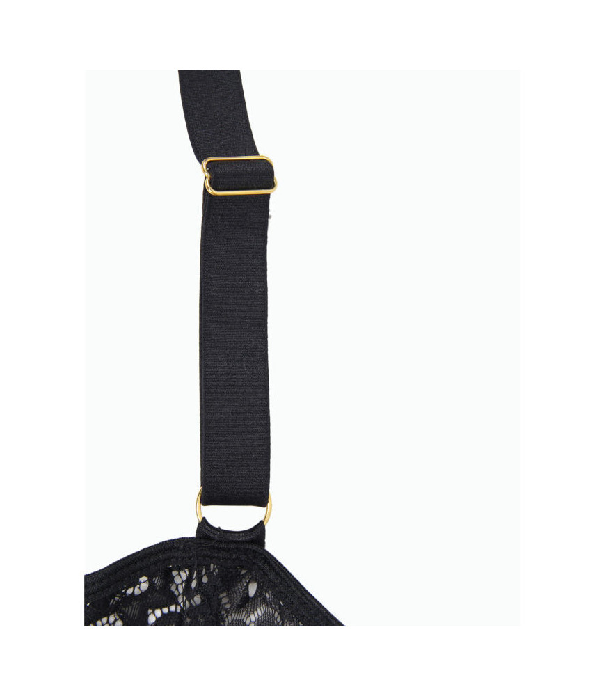 Guêpière élégante noire à motifs décoratifs avec ceinture L/XL - Subblime