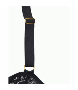 Guêpière élégante noire à motifs décoratifs avec ceinture L/XL - Subblime